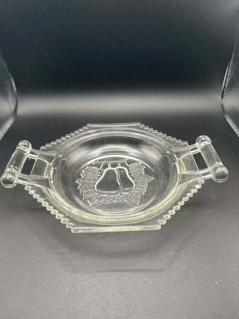 Vintage Adams & Co. Baltimore Pear Pattern Clear Pressed Glass Handled Dish